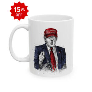 Trump "YOU'RE FIRED!" [Image Only] Scribble Art - Ceramic Mug (White, 11oz)